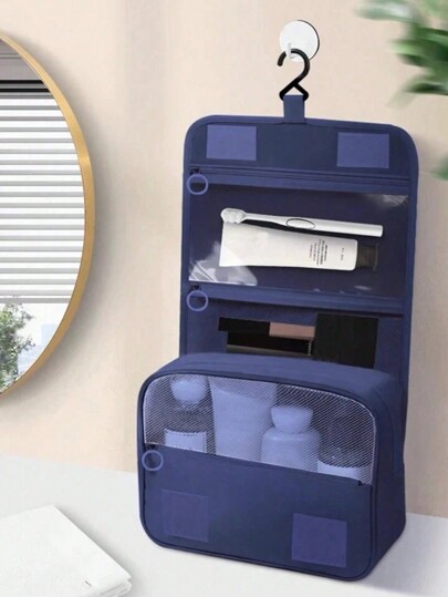 1pc Multifunctional Cosmetic Bag, Hanging Toiletry Bag, Bathroom Storage Bag, Makeup Bag, Brush Holder, Hanging Wash Bag, Cosmetics Organizer Bag, Data Bag, Luggage Bag, Handbag, Underwear Bag, Shoe Bag, Clothes Storage Bag, Skincare Product Organizer, Travel Organizer Bag, Suitable For Lipstick, Makeup Brushes, Makeup Pens, Necklace, Jewelry, Digital Products Storage Summer Travel, Vacation Home Bathroom Decor Holiday Makeup Organizer Bathroom Accessories Back To School