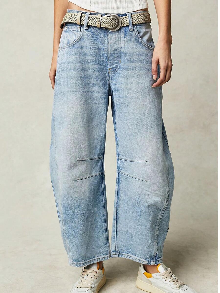 Women Spring Summer Casual Old Money Blue Wide Leg Jeans Loose Pants