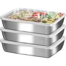 Bộ hộp đựng thực phẩm bằng thép không gỉ 1/3/6 chiếc có nắp, hộp đựng đồ nhà bếp, khay đông lạnh, đĩa đựng đồ nướng, an toàn cho lò nướng, an toàn cho tủ lạnh và máy rửa chén - Nhiều màu - Xem 10