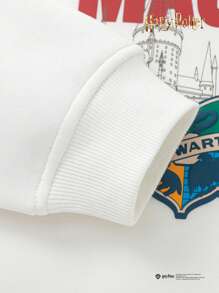 Balabala Kids Tween Boys' Long-Sleeve Sweatshirt, Casual Pattern Crew Neck Sweatshirt - Original White - View 7