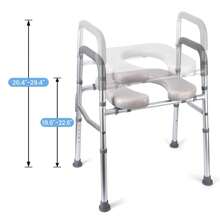 Raised Toilet Seat, 350LB Stand Alone Homecare Commode Bathroom Assist Frame For Elderly, Handicapped, Disabled, Adjustable Height, Padded Seat Bathroom Decor Summer
