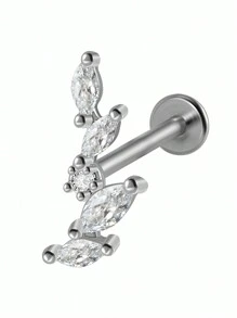 1PC Stainless Steel Threadless Marquise Zirconia Labret Lip Stud Cz Ear Cartilage Tragus Helix Earrings Daith Piercing Body Jewelry