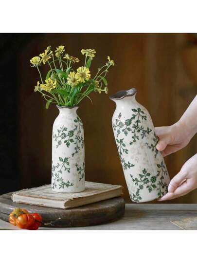 Retro Mini Crackle Ceramic Flower Vase, Single Stem Hydroponic Vase Rustic Bloemen Arrangement, Birthday Graduation Home Room Glass view 4