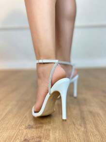 Women's 11cm Angela Galvão Rhinestone And Buckle Sandals - White - View 7
