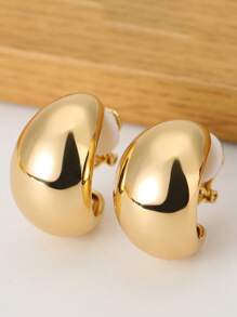 2 件法式奢华水滴耳夹，简约 C 形无穿孔耳环，适合短款和双耳