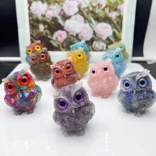 1pc Resin Mold Natural Crystal Chip Stone Handcrafted Owl Resin Figurines Collectibles Of Colorful Owl Gifts And Desktop Decoration For Home Interior Space And Reiki Animal Sculpture Shelf Accents Ornament For Home Office Decor Purple Home Decor
