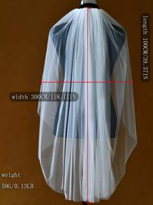 1pc Sheer Long Train Bridal Veil, Simple Solid Color Hair Comb, Wedding & Wedding Party Accessory, Multiple Sizes