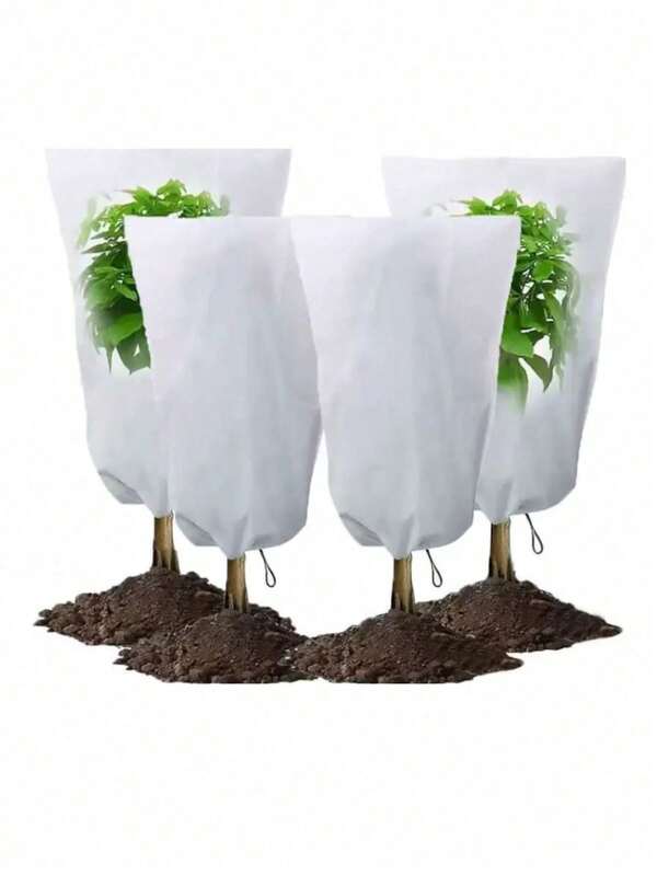 1 Stück Vliesstoff Zugband Outdoor Pflanzenfrostschutzabdeckung, Frostschutzbeutel