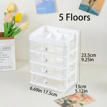 1 pieza Organizador de maquillaje portátil de varias capas con cajones y compartimentos para lápiz labial, crema, polvo, sombra de ojos, esmalte de uñas, estantería de almacenamiento de cosméticos, para vacaciones, playa, baño, dormitorio, gran capacidad
