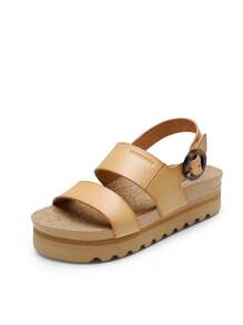 Women's Platform Sandals Open Toe Ankle Strap Arch Support Lightweight Comfortable Vacation Dress Shoes Cute Buckle Beach Summer Wedge Sandals - Lạc đà - Xem 4