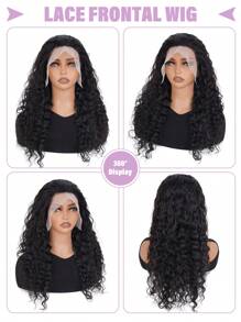 水波蕾丝前假发 13x4 透明蕾丝前卷发假发 女士真发 180% 密度假发 真发 预拔婴儿头发 自然色 - 黑色 - 查看 4
