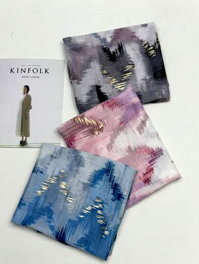 新款金属条纹印花围巾，波西米亚风轻盈时尚流苏披肩，优雅设计，女士防晒沙滩旅行配饰，适合搭配连衣裙