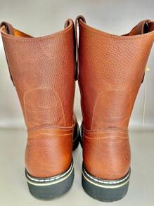 Bota elaborada con piel de res, apta para uso industrial y trabajo pesado, con puntera de acero - Caqui - Ver 8