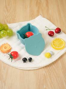 PopLittleOne 1 st. Baby Siliconen Servies Leuke Cartoon Beer Vorm Baby Snack Box Eet Training Babyspullen Draagbare Baby Maaltijd Tray