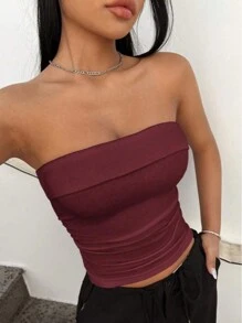 Strapless Double Hem Blouse - Granate - Ver 1
