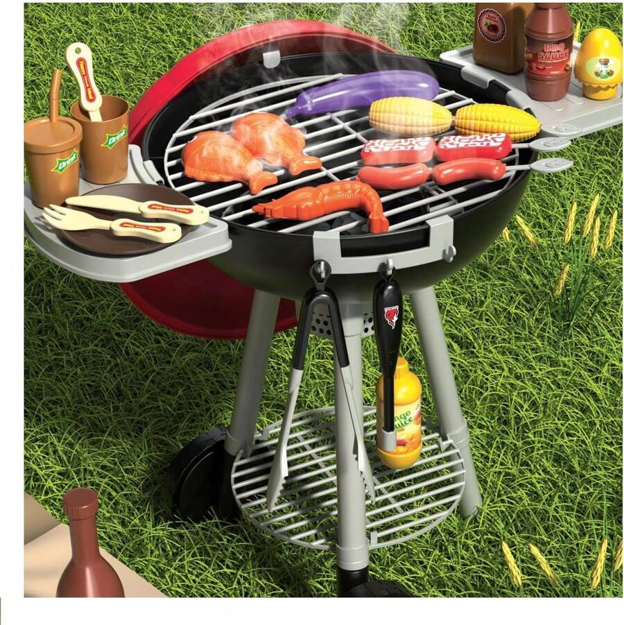 Kitchen Toy Set, Toy BBQ Grill Set, Cooking Toy Set, Little Chef Play, Kids Grill Playset Interactive BBQ Toy Set For Kids, Christmas Birthday Gift For Boys Girls 3-5 6-8 8-12 Kids 25PCS