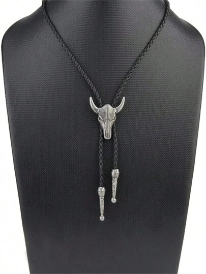 1-delat set för män och kvinnor Bolo slips Rodeo Cowboy läder tjurhuvud slips western halsband klädaccessoarer lämpliga för daglig matchning kläder alla helgons dag