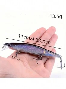 1pc 11cm/13.5g Plastic Simulation Lure With 3d Fish Eye & 3 Small Hard Baits, Artificial Bait For Pike Fishing - Multicolor - View 2