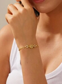 1 chiếc vòng tay chiếu hình trái tim tùy chỉnh, vòng tay chiếu hình trái tim cá nhân hóa dành cho nữ, quà tặng cho bạn gái, ngày Valentine, Giáng sinh, Ngày của Mẹ, vàng, thời trang, nhiều màu sắc, cổ điển, đơn giản, unisex, thường ngày, dễ thương, tùy chỉnh, cá nhân hóa, độc đáo, quà tặng lý tưởng cho anh ấy, quà tặng lý tưởng cho cô ấy, bạn trai, bạn gái, bố, mẹ, gia đình, bạn bè, kỷ niệm, sinh nhật, tốt nghiệp, dạ hội, tiệc tùng, trang sức cho nữ, vòng tay chữ cái đầu - vàng 2 - Xem 4