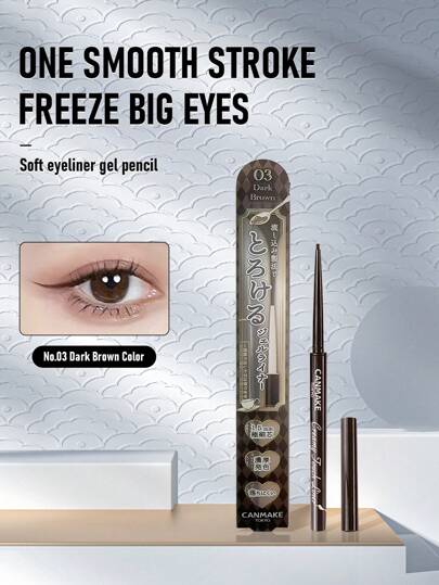  Canmake Smooth Eyeliner Pencil 03 Deep Brown 1.5mm 0.09g/0.003oz | Ultra-Fine Smooth Tip, Precise Eyeliner Delineation | Long-Lasting Waterproof Formula | Soft, Creamy Texture, Rich Color Payoff | Easy To Create Precise Lines Or Soft Smoky Makeup | Suitable For Sensitive Eyes And Contact Lens Wearers