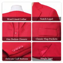 KELYAA Women's 3 Piece Suit Lady Business Casual Office One Button Slim Fit Blazer Jacket Vest Pants Set - 紅色 - 查看 7