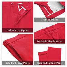 KELYAA Women's 3 Piece Suit Lady Business Casual Office One Button Slim Fit Blazer Jacket Vest Pants Set - 紅色 - 查看 6