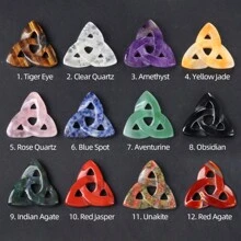 1 pieza Amuleto de cristal natural con nudo celta, piedra energética de gema para decoración de palma, nudos celtas, cuarzo Reiki, piedras de la suerte para hacer joyería, colgante, pulsera y manualidades adultas