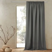 Curtain On Tape 145x270cm Long Smooth Matte Blackout Decoration For Window - Dark Grey - View 1
