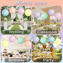 12 件 10 英寸粉彩悬挂纸灯笼装饰粉彩派对用品浅粉色蓝色紫色薄荷绿纸灯笼马卡龙彩虹装饰适用于婚礼生日 - 馬卡龍色 - 查看 8