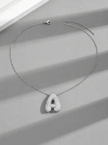 1 件奢华流行款 Hailey Style A-Z 全锆石铜合金吊坠项链，时尚 14k 镀金链，珠宝礼物 - 項鍊 - 查看 11