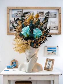 1 件装树脂女性面部花瓶白色花瓶用于装饰，女性面部花瓶艺术，现代装饰花瓶中心装饰品，适用于桌子、架子、客厅、办公室、卧室、小 - 白色 - 查看 2