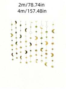 2m/4m-Biểu ngữ trang trí vòng hoa sao và mặt trăng cho bữa tiệc, Vòng hoa giấy hình mặt trăng sao sáng màu vàng, Dải băng treo biểu ngữ nền, Tiệc ngày lễ, Trang trí phòng ngủ và làm đẹp phòng khách bằng nhãn dán - Nhiều màu - Xem 7