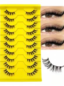 Asiteo 10 paar halve wimpers natuurlijke look wimpers, donzige zachte en lichtgewicht nepwimpers, voor dagelijks gebruik make-up verlenging nepwimpers
