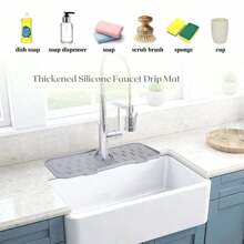 1PC Home Silicone Faucet Drain Mat, Foldable, Kitchen Bathroom Faucet Quick Dry Kitchen Sink Splash Guard Silicone Faucet Drip Mat, Kitchen And Bathroom Sink Countertop Protector - Multicolor - View 7