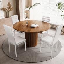 Juego de 5 piezas para 4 juegos de mesa de comedor, mesa de cristal con respaldo alto, juego de PU para cocina, sala de estar y comedor
