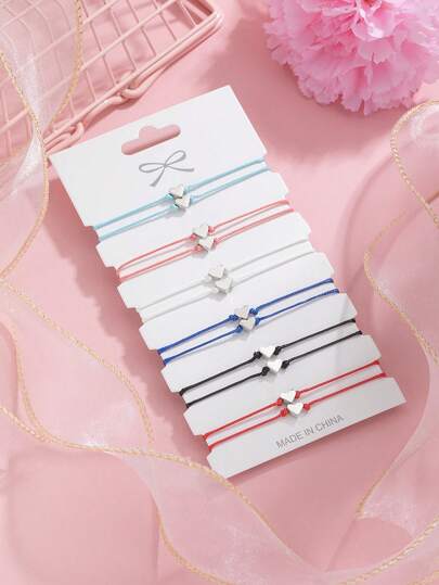 Set de 12 brazaletes ajustables multicapa minimalistas de amor trenzado de CCB, regalo del Día de San Valentín para mujeres