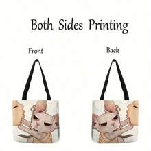 Bolso de mano con estampado de gato de dibujos animados, bolso de hombro de gran capacidad, bolso informal para mujer para compras escolares de trabajo 9YVM - Lindo 5 - Ver 8