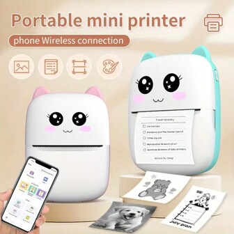 迷你打印机无线迷你照片打印机标签打印机，袖珍便携式无墨热敏打印机，适用于日记、学习笔记、家庭、礼物、学习、笔记、工作、照片、备忘录，兼容 iOS 和 Android
