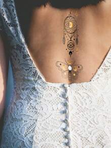 Tiebeauty 8 Sheets Metallic Gold Temporany Stickers,Snake & Sun & Yes & Moon Waterproof Stickers, Iver And Gold Fo Fake Allos Forface Body Hand Amm Neck Body Makeup - Multicolor - View 8