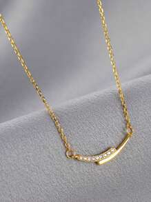 1pc Zirconia Sparkling Smile Necklace, Minimalist, Lightweight, Luxurious, Fashionable, Versatile Jewelry Suitable For Women's Gatherings, Parties, Dates, Festivals And Gifts