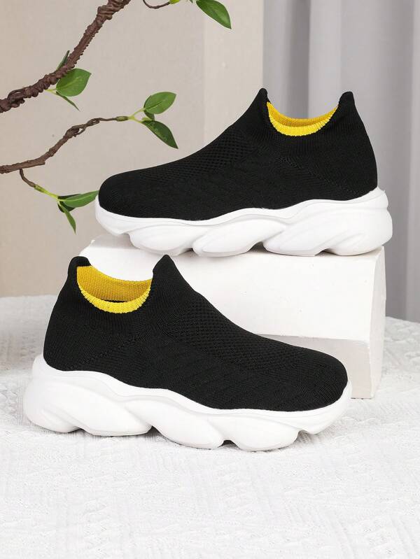 Gebreide elastische sportschoenen voor kinderen, one-touch hardloopschoenen voor jongens en meisjes, ademende sneakers