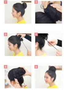 1 件装 4 英寸合成发髻 束带发髻 假发 灵活可调节 棕色黑色金色发髻 马尾辫 女式 - 彩色 - 查看 9