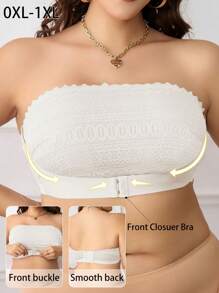 Plus Size Front Closure Wirefree Bra, Solid Color Simple Casual Everyday Wear