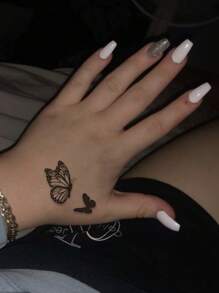 (Confezione da 3) Tatuaggi temporanei in carta - Adesivi tatuaggio farfalla sexy per vita/addome, tatuaggi finti neri impermeabili adatti per donne - Adesivi tatuaggio floreali che durano 3-5 giorni, per coprire cicatrici; per seno/vita/spalla/collo/schiena, ideali per feste/vacanze, facili da applicare e rimuovere, tatuaggi monouso