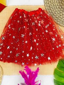 Tulle Skirt With Star Details Carnival Tutu A-9 - 紅色 - 查看 1