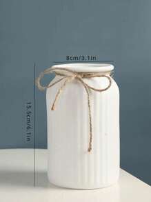 Nordic Style Creative Striped Ceramic-Look Plastic Succulent Planter, Colorful Desktop Decor Flower Vase Gifts Birthday Graduation Home Decor Room Decor Glass Vase - White - View 10