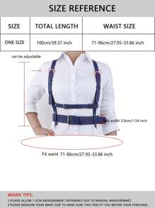 1pc Women's Blue Suspender Belt, PU Leather Chest Strap, Clothing Accessory - Multicolor - View 5