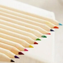 Set de mini creioane colorate de 3,5 inchi/8,8 cm, 6/12 bucăți, în ton natural din lemn, articole de papetărie pentru desen de artă pentru studenți, cadou pentru întoarcere la școală/de vacanță