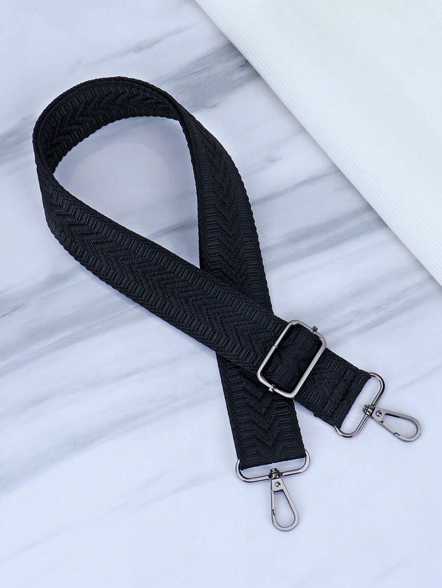 Bolso de mano con correa bordada ajustable, billetera, bolso bandolera - Negro - Ver 1
