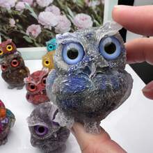 1pc Resin Mold Natural Crystal Chip Stone Handcrafted Owl Resin Figurines Collectibles Of Colorful Owl Gifts And Desktop Decoration For Home Interior Space And Reiki Animal Sculpture Shelf Accents Ornament For Home Office Decor Purple Home Decor